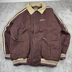 Stall & Dean Vintage Varsity Canvas Bomber Jacket Quilt Lined Y2K Chore Heavy